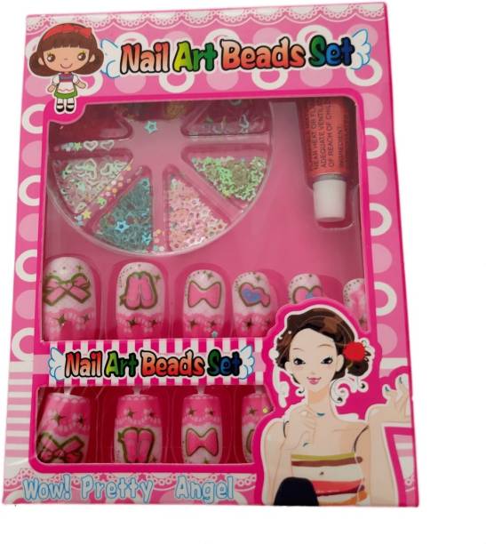 SENECIO® Designer NailArt Bead Kit For Girls With Artificial Nail Manicure Multicolor Set