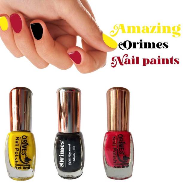 Orimes New Glittery Nail Paint Colors For Office Nails Yellow, Pink, Black Pink, Black, Yellow