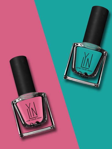 LYN Live Your Now Nail Polish vegan and cruelty free-Combo of 2 (Cool Dive & Cherry Blossom) Multicolor