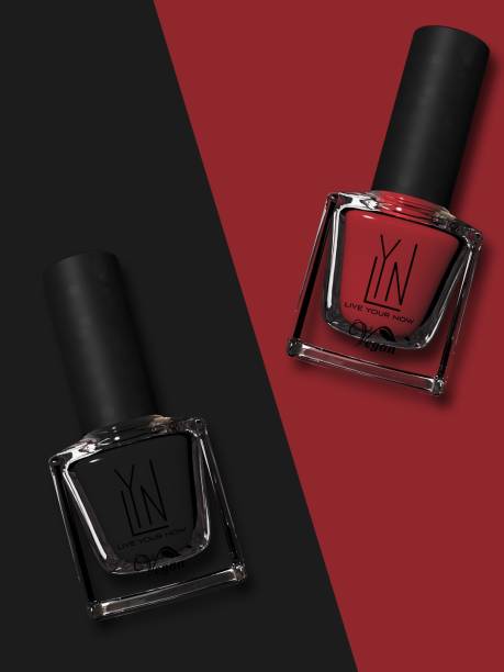 LYN Live Your Now Nail Polish vegan and cruelty free-Combo of 2 (Vampy Varnish & Come black to me) Multicolor