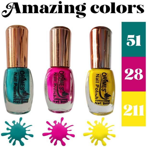 Orimes Be Outstanding Nail Polish Set 9ml each Awesome Nail Paints For Mothers as Gift Black, yellow, Green