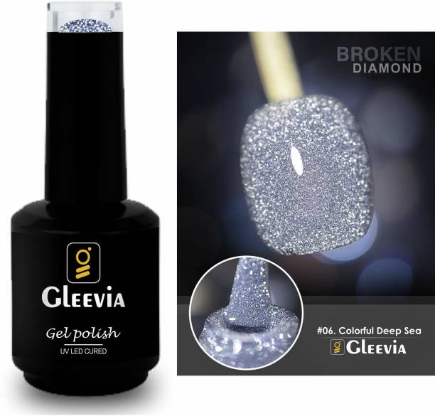 Gleevia Colorfull Disco Reflective Glitter UV Gel Polish UV/LED Cured R6 - 15ml Bottle Shade Code - R6