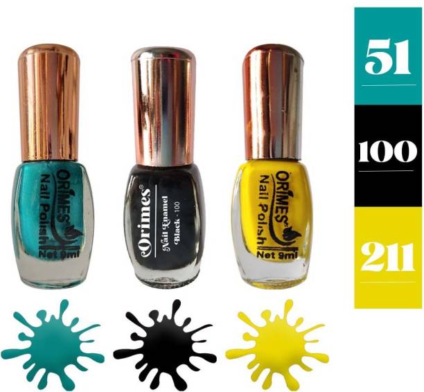 Orimes Get Impressive New Colors Orange, Green, Silver For Make Your Adorabal Nails Yellow, turquoise, Black