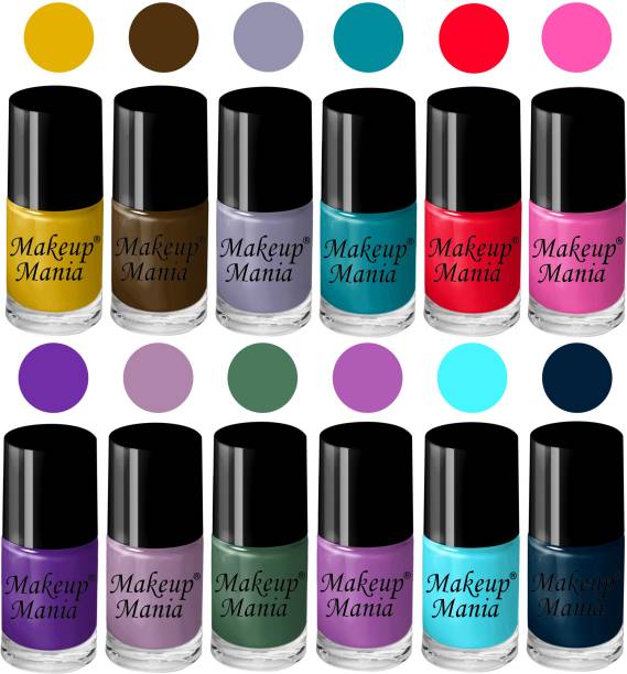 Makeup Mania Adorable Nail Polish Set of 12 Pcs (Set # 153) Red, Pink, Green, Blue