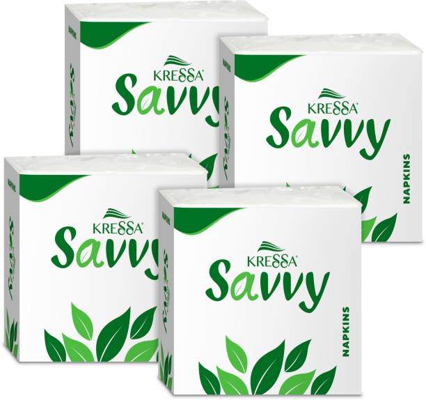 KRESSA Savvy Tissue Paper Napkins 1 Ply | 80 X 4 (320 Pulls) (Pack of 4) White Paper Napkins