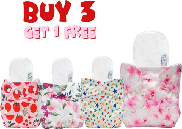 seabird Combo Pack Of 3 Regular Reusable&Washable Cotton Cloth Diaper Get 1 Extra