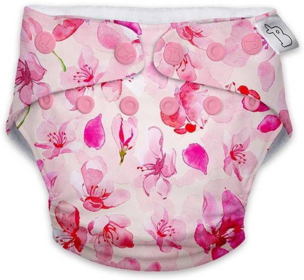 Superbottoms Freesize UNO - Washable Baby Nappy/ Cloth Diaper + 1 Organic Cotton Dry Feel pad +1 Booster Pad (Cherry Blossom)