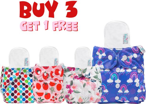 seabird Reusable&Washable Regular Combo Pack Of 3 Cotton Cloth Diaper Get 1 Extra