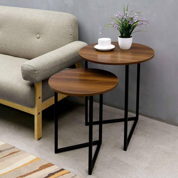 Shilpiwood Beautiful Metal Fram And Wood Side Table For Multi Purpose Decoration for Home Engineered Wood Nesting Table