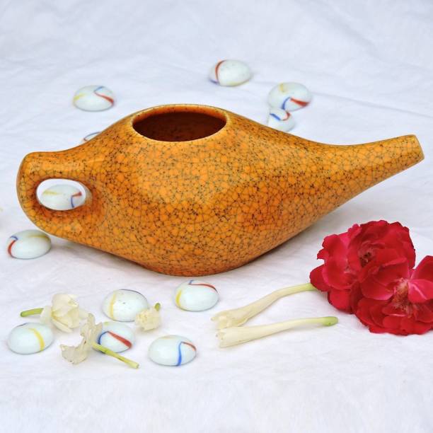QIMACPLUS Ceramic Orange Neti Pot