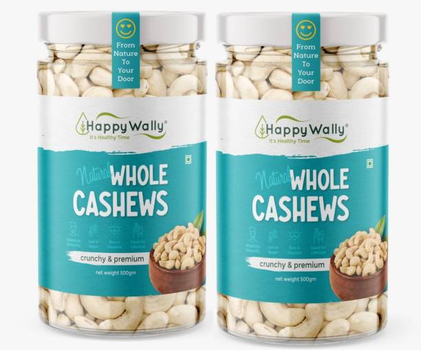 HappyWally Premium Cashews Kaju - Premium Quality - 100% Natural | 0.5kg Pack of 2| Cashews