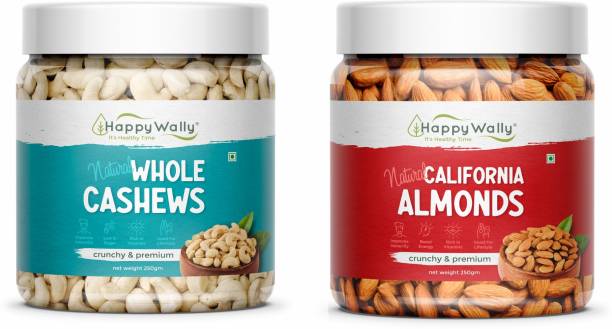 HappyWally Dry Fruits Combo Pack - Almonds, Cashews - 250g Each Almonds, Cashews