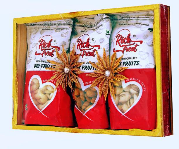 Rich Treat Dryfruits Gift Tray | Cashew Almond Pista 250g Each