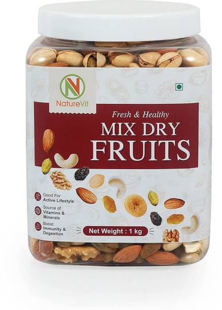 Nature Vit Mix Dry Fruits &amp; Nuts, 1 Kg | Almonds, Apricots, Cashews, Pistachios, Walnuts, Figs, Raisins