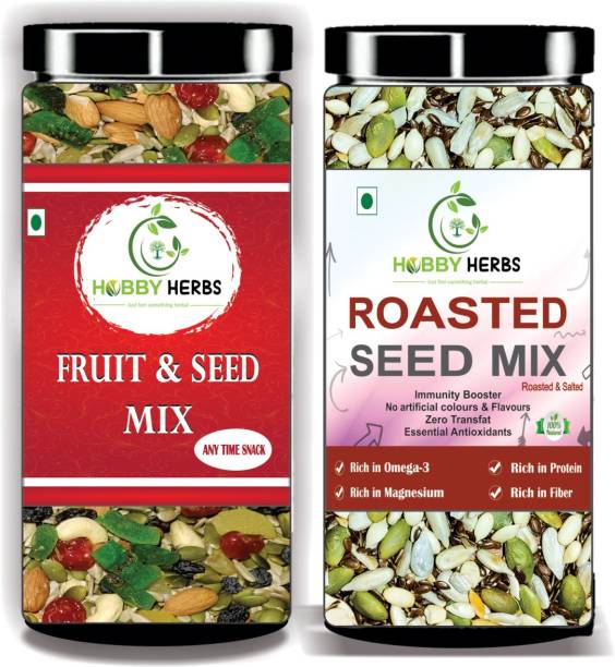 Hobby Herbs Fruit and Seed Mix & Roasted Seed Mix Combo Pack 400g ( 2 x 200g ) | Mix Seeds |