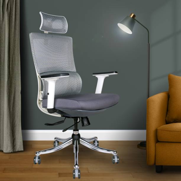 MRC Executive Chairs MRC INNOVA Ergonomic high back chair Grey White Mesh Office Adjustable Arm Chair