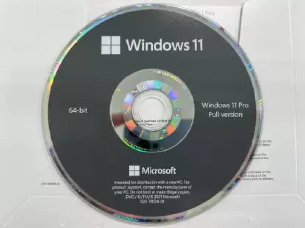 MICROSOFT Windows 11 Professional DVD Pack Activation Key Card (1 User, Lifetime) English Version 32/64 Bit