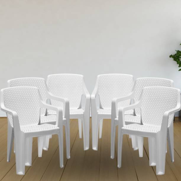 ITALICA Plastic Arm Chair for Home/Glossy Finish Chair for Dining Room, Bedroom/ Plastic Outdoor Chair