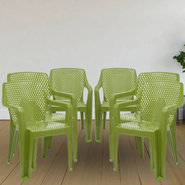 ITALICA Plastic Arm Chair for Home/Glossy Finish Chair for Dining Room, Bedroom/ Plastic Outdoor Chair