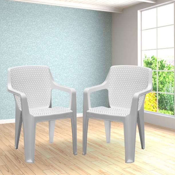 ITALICA Plastic Arm Chair for Home/Glossy Finish Chair for Dining Room, Bedroom, Kitchen Plastic Outdoor Chair