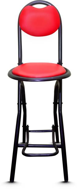 IYB (24 inch) Seating Height Strong Folding Padded Stool Chair with Foot Rest (RED) Metal Cafeteria Chair