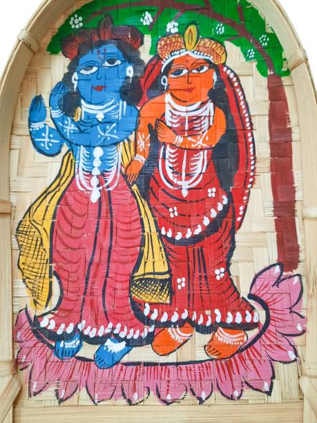 Soundarya boutique Pattachitra folklore Radha Krishna painting on famous Bengal kulo art Natural Colors 10 inch x 8 inch Painting