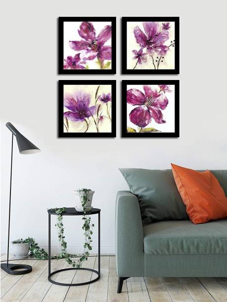 Painting Mantra Art Street - Purple Breez Set of 4 Black Framed Art Prints Digital Reprint 10 inch x 10 inch Painting