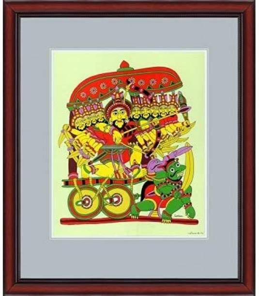SANTI ARTS Demon King Ravana - Ramayana Character Painting Ink 17 inch x 20 inch Painting