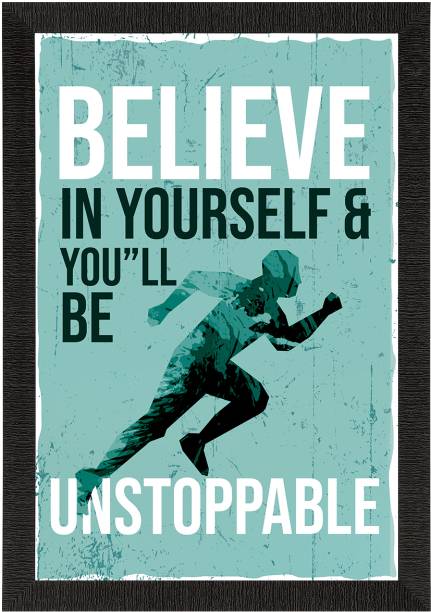 eCraftIndia eCraftIndia "BELIEVE In Yourself & You'll Be UNSTOPPABLE" UV Art Painting Ink 14 inch x 10 inch Painting