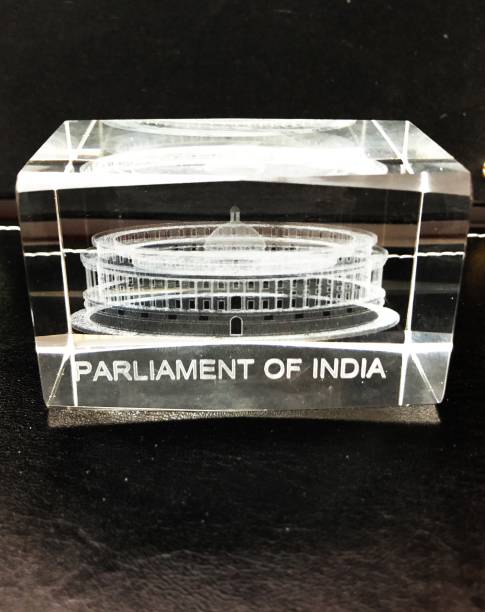 Kebica Parliament Of India Office Use Table Desk Paper Weight for Showpiece Glass Paper Weights  with Smooth Finishing