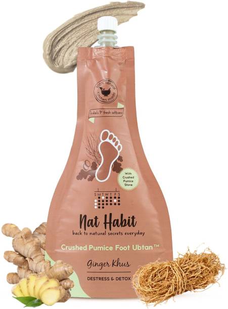 Nat Habit Ginger Khus Foot Ubtan,Foot Scrub with Crushed Pumice Stone |Destress and Detox