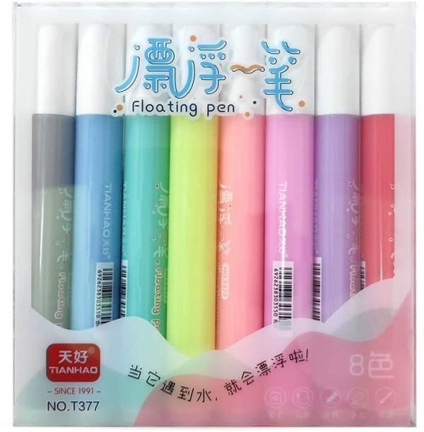 Bunic Set of 8 Colors Magic Doodle Water Painting Marker Set Broad Tip Nib Nib Sketch Pen