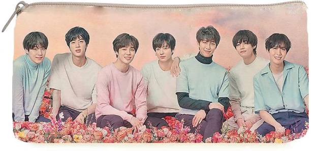 Neel BTS Character Team Pencil Case Pouch School Stationery Pouch for Zipper Closer Travel Pouch RJ BT21 Print Soft Pencil Pouch, Cosmetic Bag for Kids Gift Set Art Canvas Pencil Box