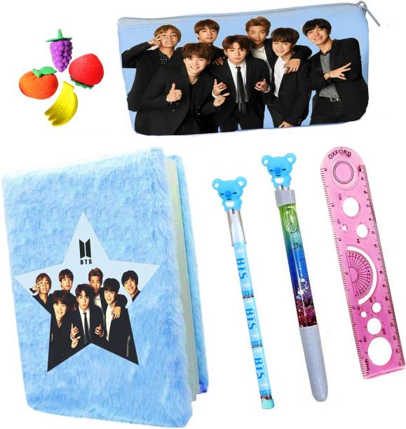 Neel BTS ARMY Team Stationery Combo Gift Set for Kids-Diary/Pen/Pouch/Pencil/Eraser