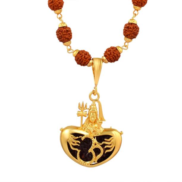 DULCI Gold Plated Brass Lord Shiva With One Faced Half Moon Shaped Pendant Gold-plated Brass Pendant