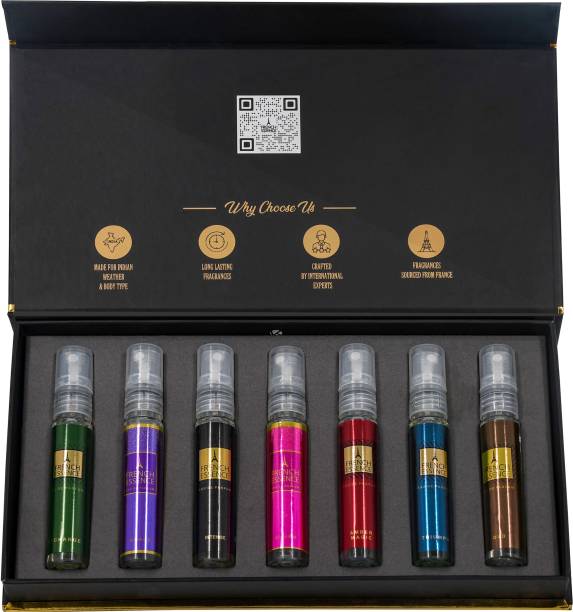 FRENCH ESSENCE Perfume Set of 7 for Men & Women, All Occasions, 9 ml Each EDP | All Day | Party Eau de Parfum  -  63 ml