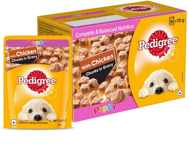 PEDIGREE Gravy Chunks for Puppy Chicken 1.05 kg (15x0.07 kg) Wet Young Dog Food