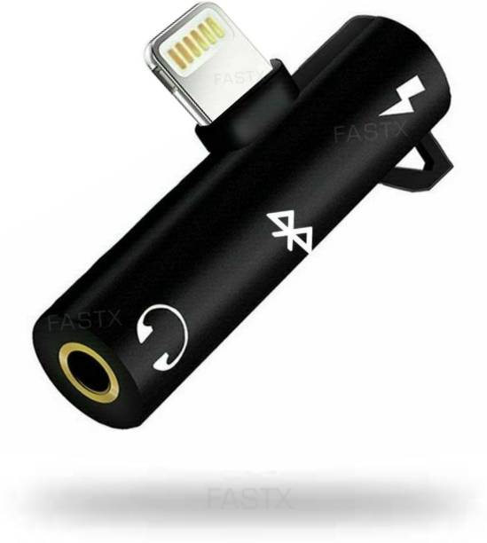 FASTX Black 2 in 1 splitter for iphone connector for charging and audio 3.5mm jack adapter Phone Converter