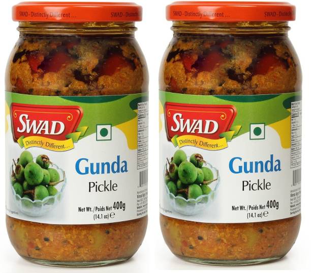 SWAD Delicious Gunda Pickle / Lasoda Achaar | Pack of 2 - 400g Each Lesua, Gunda Pickle