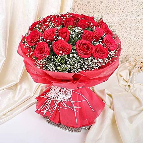 Floweraura Red Roses Bouquets, Flower Basket