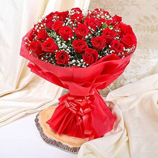 Floweraura Red Roses Bouquets, Flower Basket