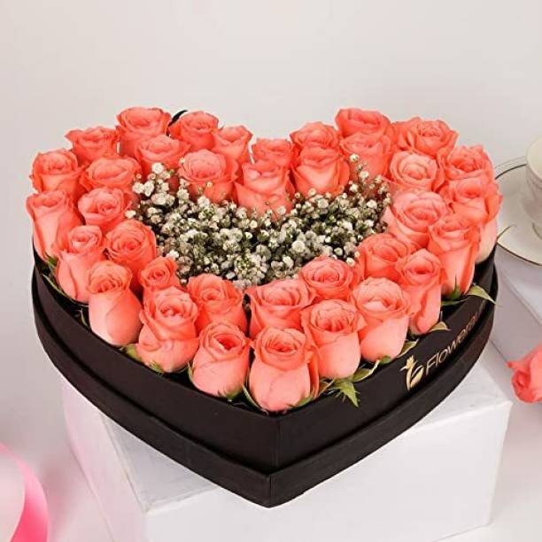 Floweraura Pink Roses Bouquets, Flower Basket