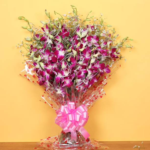Floweraura Purple Orchids Bouquets, Flower Basket