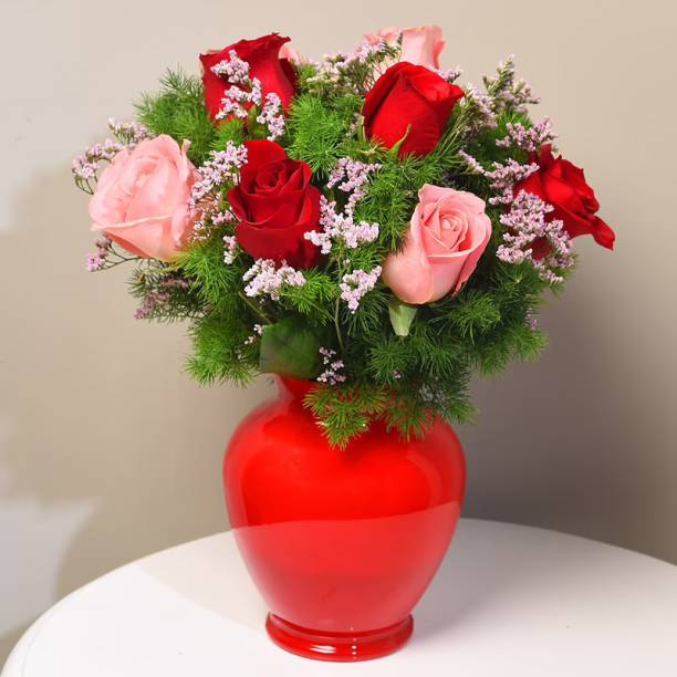 Floweraura Red, Purple Roses Bouquets, Flower Basket