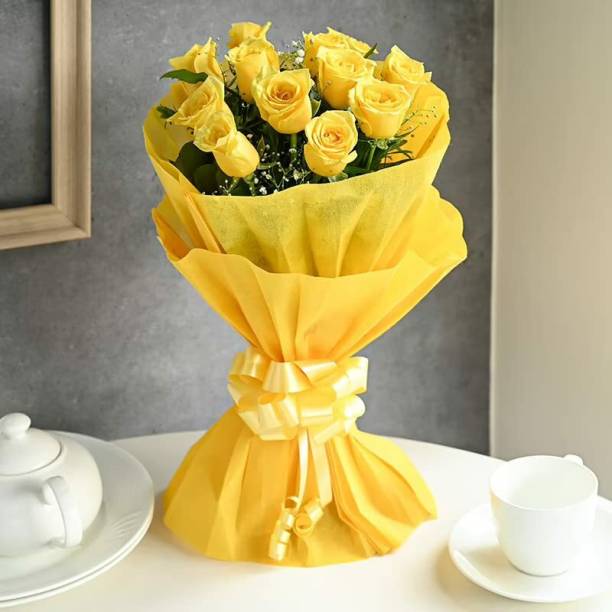 Floweraura Yellow Roses Bouquets, Flower Basket