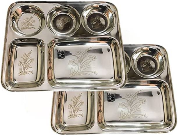 KC Partition Plate Laser Design 5 in1 / Bhojan Thali / Dinner Plate Sectioned Plate