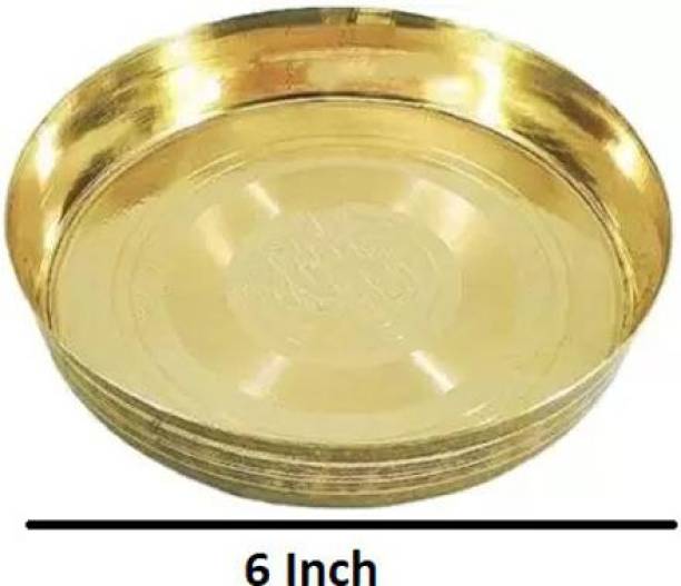 DOKCHAN handcrafted 100% Pure Heavy Brass Thali for pooja Half Plate