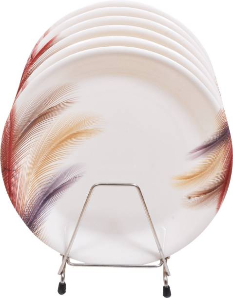 DRIZLING Unbreakable Lightweighted Melamine Round Full Size Dinner/Lunch Plates (Multicolour) Sizzler Tray