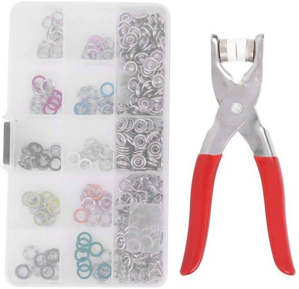 HAPANI HOME 100pc Silver Button Thickened Snap Fasteners Kit Metal Five Claw Buckle Set Punch Plier