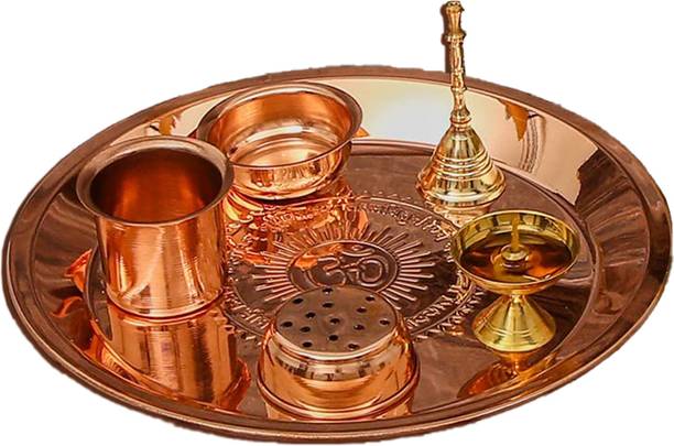 Siddhatva Brass Puja Thali Set of 6 Copper